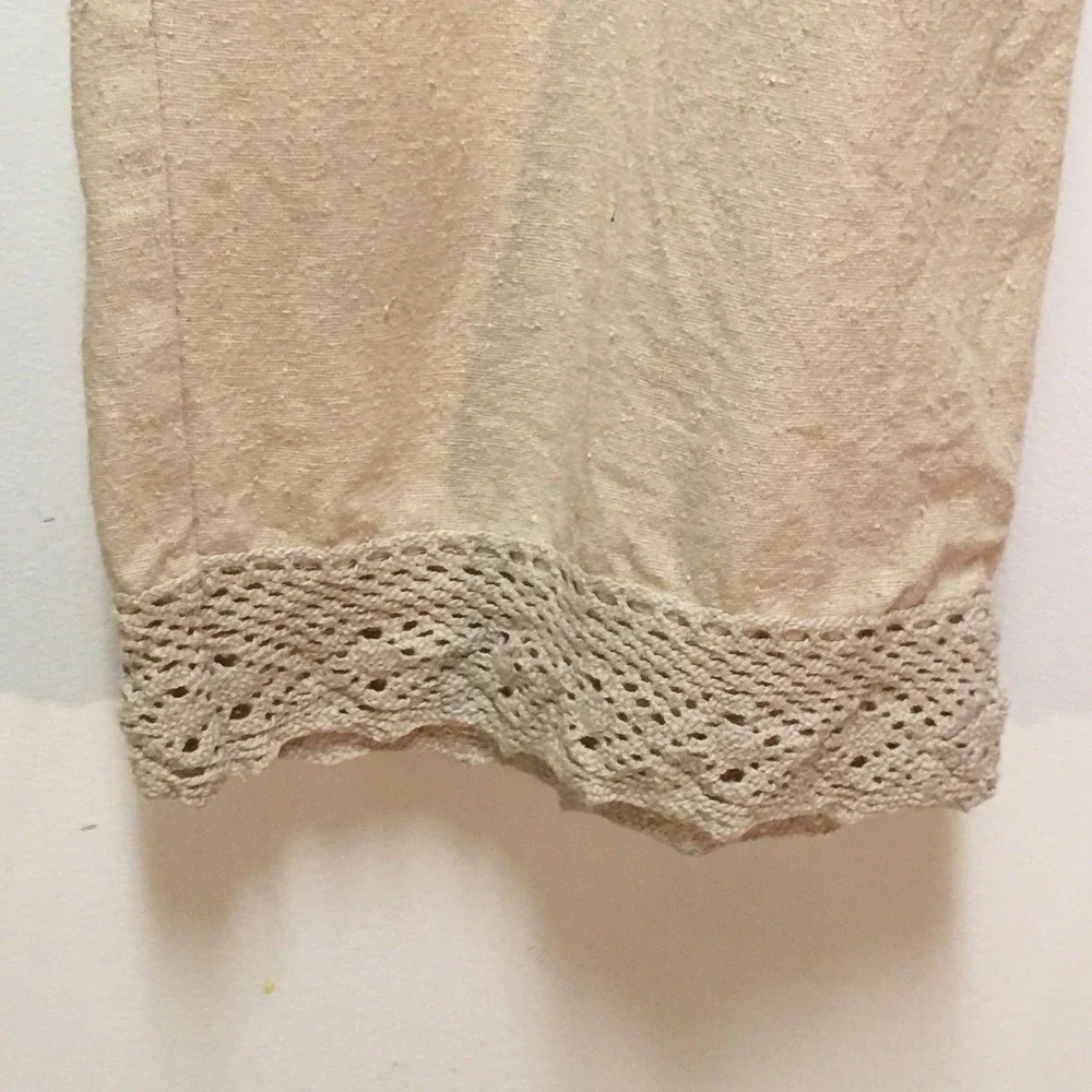 Hartman Sport Pants Women M Beige 100% Silk Crochet Lace Boho Trousers Vintage